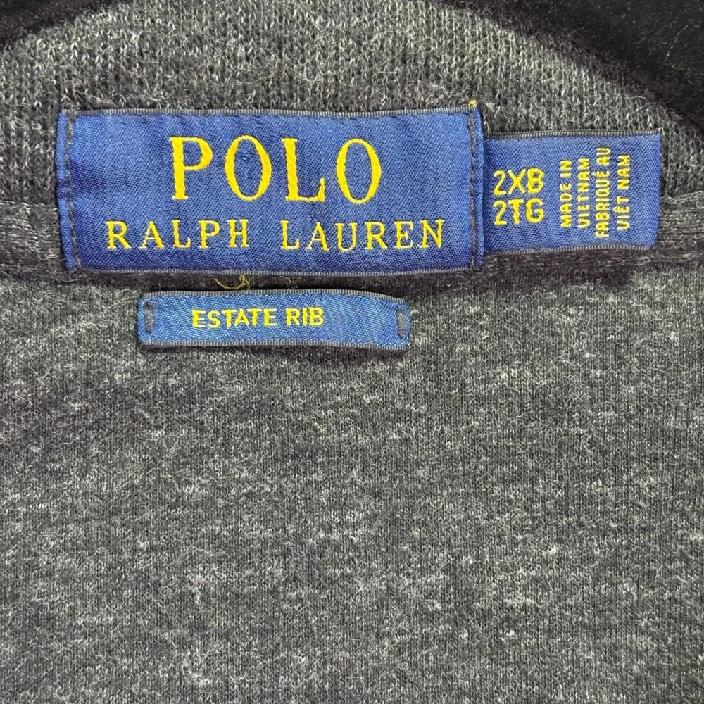 Polo‎ Ralph Lauren Mens Pullover 2XB Charcoal Estate Rib Quarter-Zip Pony Logo